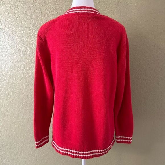 Varsity Club Women's S Button Front Cheerleader Cardigan Red Preppy Academia - Picture 4 of 6